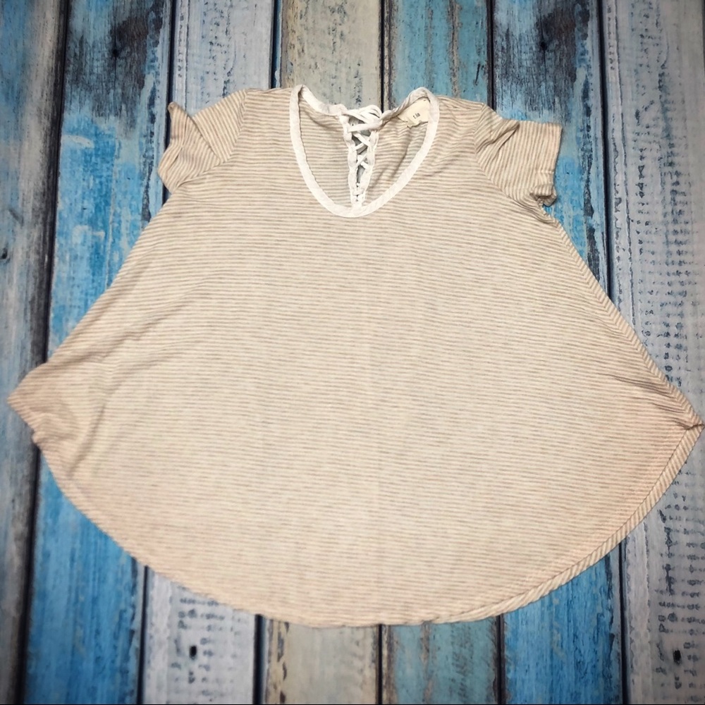 Anthropologie T.la XS Striped Tee Swing V Neck